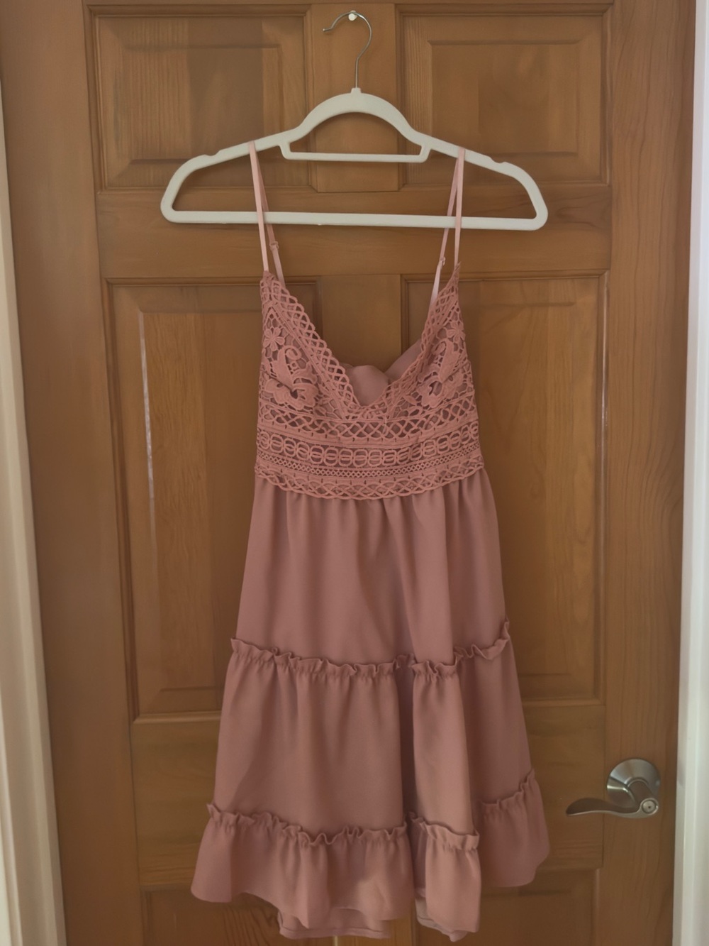 SHEIN Lace-Trim Tiered Sundress